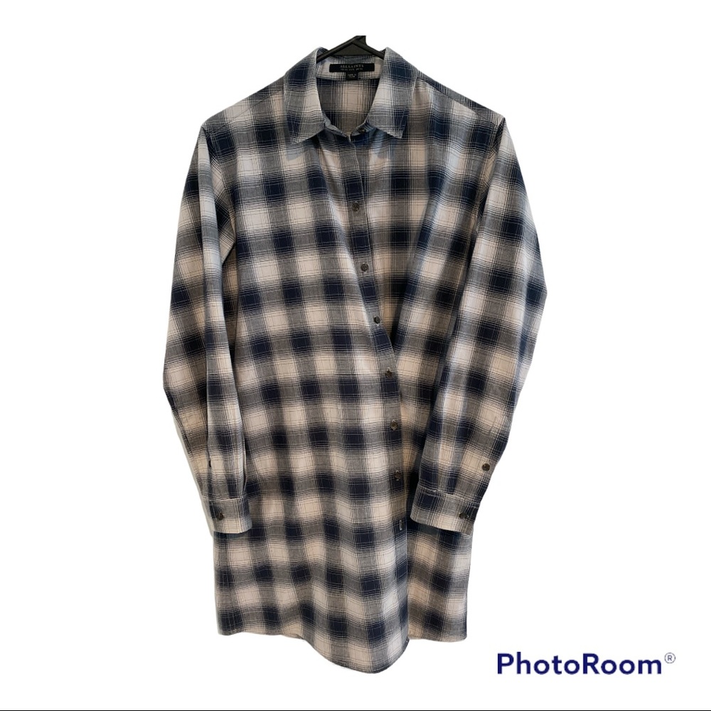 All Saints Braxon Plaid Shirt Dress Sz 6